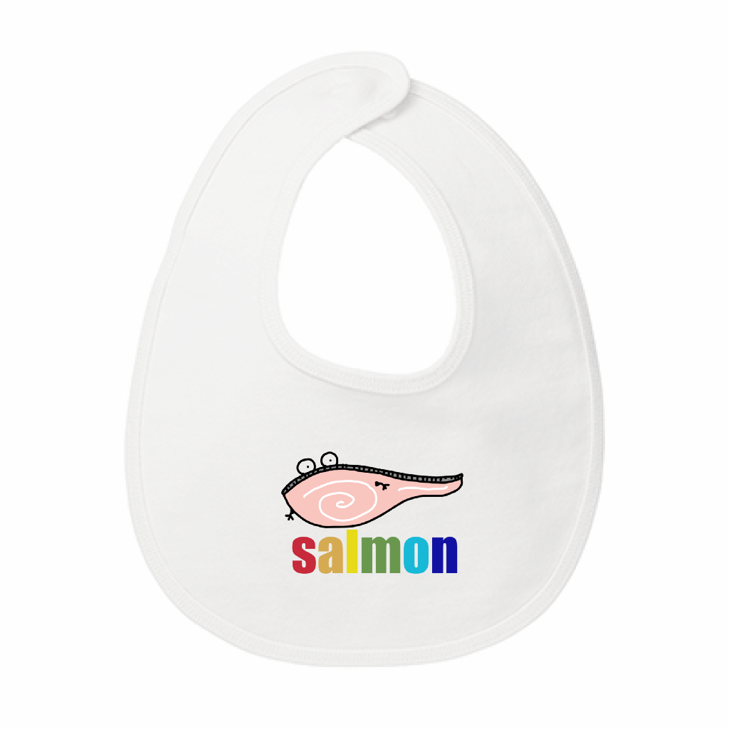 サーモン、ベビーエプロン「BABY」「ITEM」